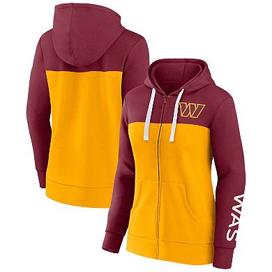 Women's Fanatics Branded Burgundy/Gold Washington Commanders Take The Field Color Block Full-Zip Hoodie