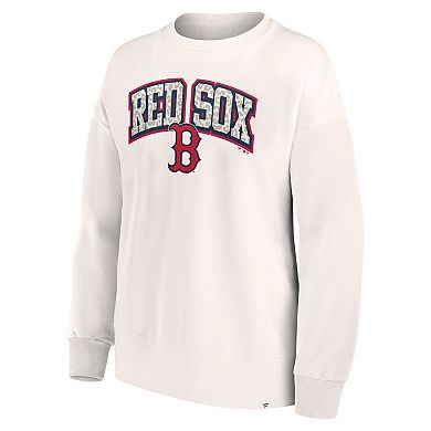 Women's Fanatics Branded Cream Boston Red Sox Leopard Pullover Sweatshirt