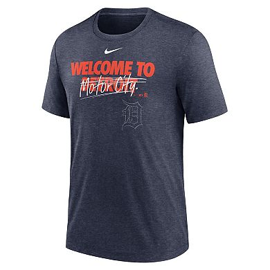 Men's Nike Heather Navy Detroit Tigers Home Spin Tri-Blend T-Shirt