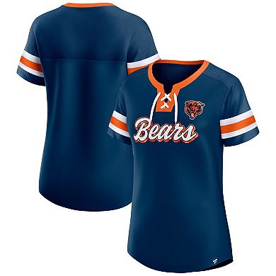 Women's Fanatics Navy Chicago Bears Original State Lace-Up T-Shirt