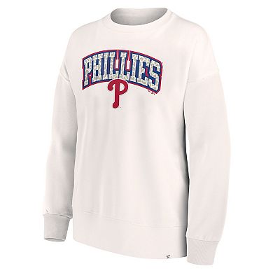 Women's Fanatics Branded Cream Philadelphia Phillies Leopard Pullover Sweatshirt