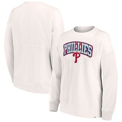 Women's Fanatics Branded Cream Philadelphia Phillies Leopard Pullover Sweatshirt