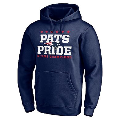 Men's Fanatics Navy New England Patriots Hometown Collection Pats Pride 6-Time Champions Fitted Pullover Hoodie