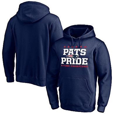 Men's Fanatics Navy New England Patriots Hometown Collection Pats Pride 6-Time Champions Fitted Pullover Hoodie