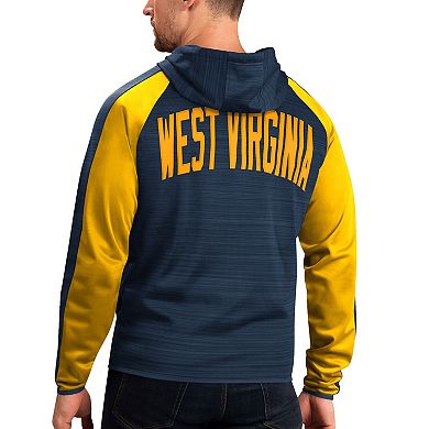 Men's G-III Sports by Carl Banks Navy West Virginia Mountaineers Neutral Zone Raglan Full-Zip Track Jacket Hoodie