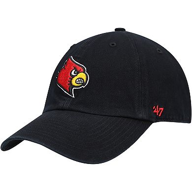 Men's '47 Black Louisville Cardinals Clean Up Adjustable Hat