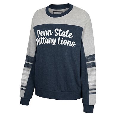 Women's Colosseum Navy/Heather Gray Penn State Nittany Lions Baby Talk Pullover Sweatshirt