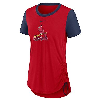Women's Nike Red St. Louis Cardinals Hipster Swoosh Cinched Tri-Blend Performance Fashion T-Shirt