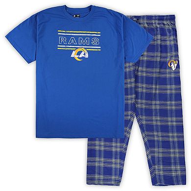 Men's Concepts Sport Royal/Gold Los Angeles Rams Big & Tall Flannel Sleep Set