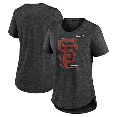 Women's Nike Heather Black San Francisco Giants Touch Tri-Blend T-Shirt