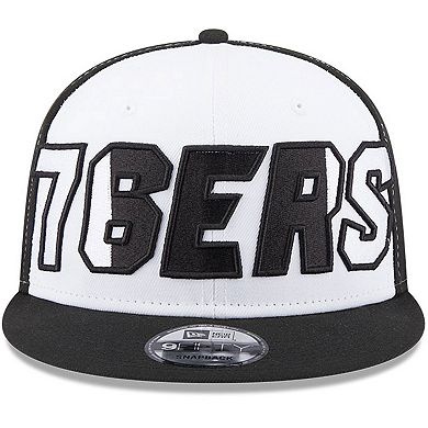 Men's New Era  White/Black Philadelphia 76ers Back Half 9FIFTY Snapback Hat