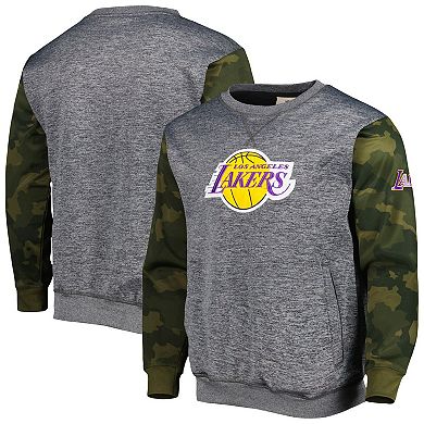 Men's Fanatics Branded Heather Charcoal Los Angeles Lakers Camo Stitched Sweatshirt