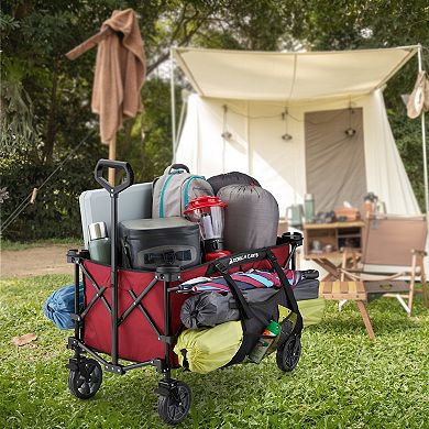 Gorilla Carts 7 Cubic Feet Foldable Utility Beach Wagon w/ Oversized Bed