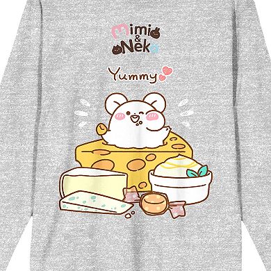 Men's Mimi & Neko Nezu Eating Yum Long Sleeve Tee