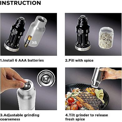 Gravity Electric Salt and Pepper Grinder Set - Automatic Pepper or Salt Mill Shaker