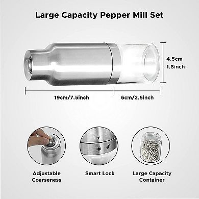 Gravity Electric Salt and Pepper Grinder Set - Automatic Pepper or Salt Mill Shaker