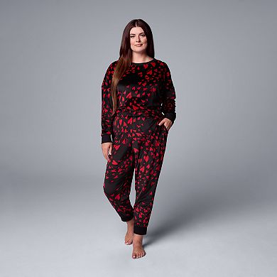 Plus Size Simply Vera Vera Wang Velour Top & Jogger Pants Set