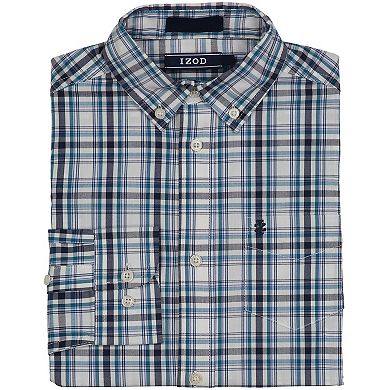 Boys 8-20 IZOD Long Sleeve Stretch Gloucester Plaid Shirt