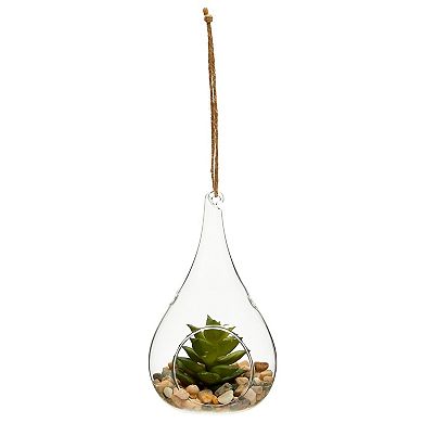 5 Pack Hanging Glass Terrarium for Succulents and Air Plants, Teardrop Tealight Candle Holder (5 In)