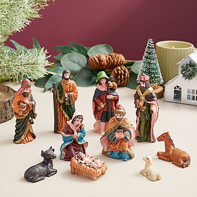 Mini Nativity Scene Figurine Set, Religious Christmas Decorations (10 Pieces)