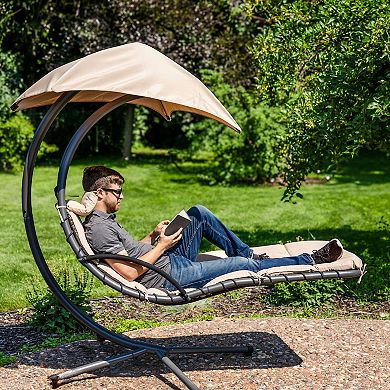 Sunnydaze Floating Chaise Lounge Chair With Umbrella