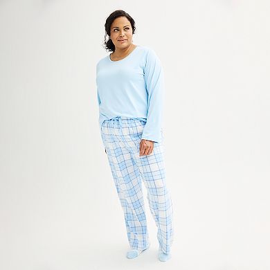 Plus Size Croft & Barrow® Brushed Knit Long Sleeve Pajama Top & Pajama Pants Sleep Set