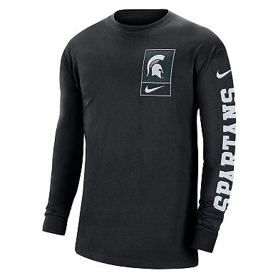 Men's Nike Black Michigan State Spartans Seasonal Max90 2-Hit Long Sleeve T-Shirt
