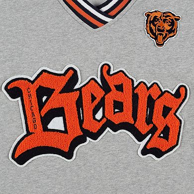 Women's The Wild Collective Heather Gray Chicago Bears Vintage V-Neck Pullover Sweatshirt