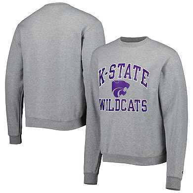 Men's Champion Heather Gray Kansas State Wildcats High Motor Pullover Sweatshirt