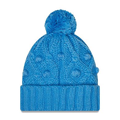 Girls Youth New Era Powder Blue Los Angeles Chargers Toasty Cuffed Knit Hat with Pom