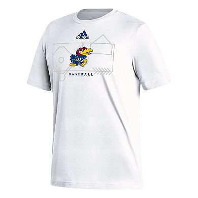 Men's adidas White Kansas Jayhawks Locker Lines Baseball Fresh T-Shirt