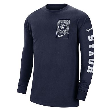 Men's Nike Navy Georgetown Hoyas Seasonal Max90 2-Hit Long Sleeve T-Shirt