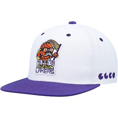 Men's Mitchell & Ness White/Purple Los Angeles Lakers Kurt Rambis Two-Tone Snapback Hat