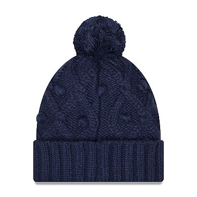 Girls Youth New Era College Navy Seattle Seahawks Toasty Cuffed Knit Hat with Pom