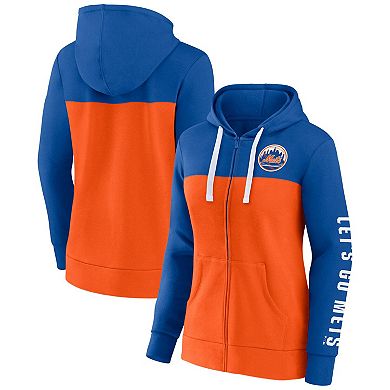 Women's Fanatics Branded Royal/Orange New York Mets Take The Field Colorblocked Hoodie Full-Zip Jacket