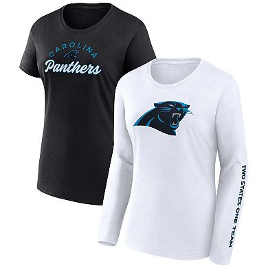 Women's Fanatics Branded Black/White Carolina Panthers Short & Long Sleeve T-Shirt Combo Pack