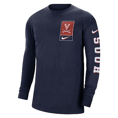 Men's Nike Navy Virginia Cavaliers Seasonal Max90 2-Hit Long Sleeve T-Shirt