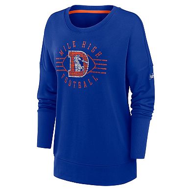 Women's Nike Royal Denver Broncos Rewind Playback Icon Performance Pullover Sweatshirt