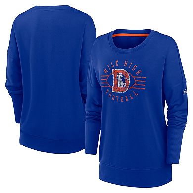 Women's Nike Royal Denver Broncos Rewind Playback Icon Performance Pullover Sweatshirt