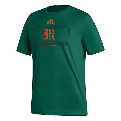 Men's adidas Green Miami Hurricanes Locker Lines Baseball Fresh T-Shirt