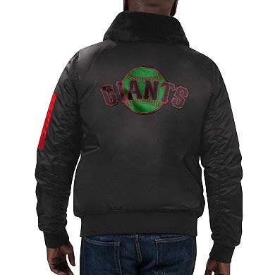 Men's Starter x Ty Hopkins Black San Francisco Giants Black History Month Satin Full-Zip Jacket