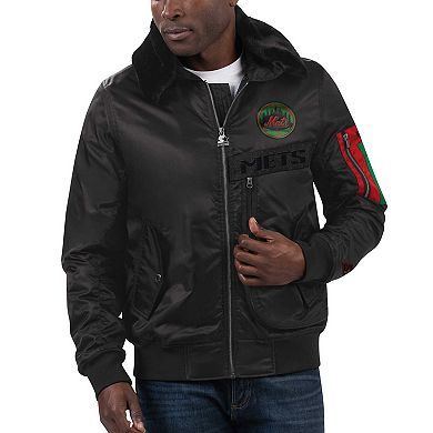 Men's Starter x Ty Hopkins Black New York Mets Black History Month Satin Full-Zip Jacket