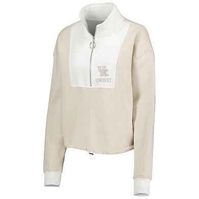 Women's Gameday Couture Tan/White Kentucky Wildcats Color-Block Quarter-Zip Jacket