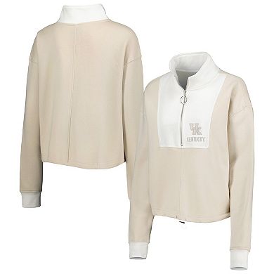 Women's Gameday Couture Tan/White Kentucky Wildcats Color-Block Quarter-Zip Jacket