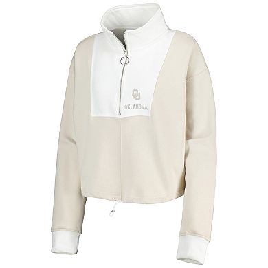 Women's Gameday Couture Tan/White Oklahoma Sooners Color-Block Quarter-Zip Jacket