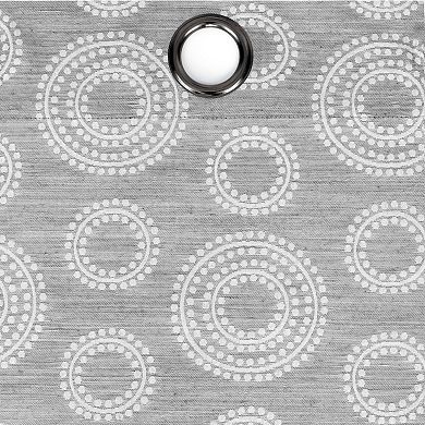 Kate Aurora Contemporary Woven Jacquard Modular Circles Grommet Top Single Window Curtain Panel