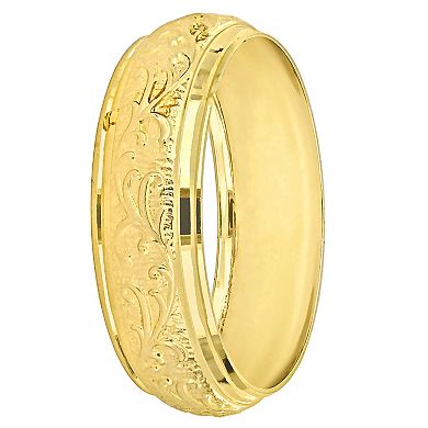 Stella Grace 14k Gold Men's 6 mm Antique Filigree Wedding Band