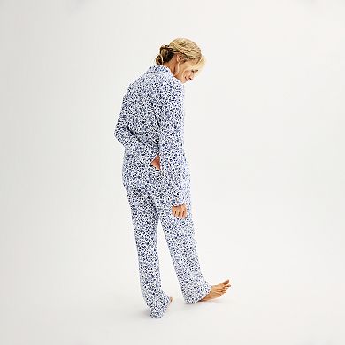 Women's Croft & Barrow® Flannel Long Sleeve Pajama Shirt & Pajama Pants Set