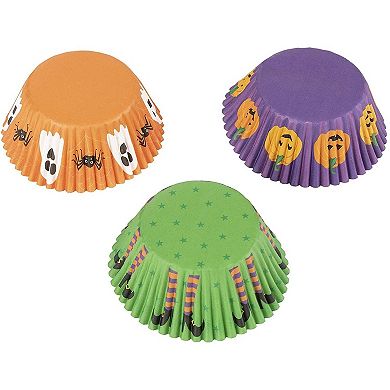 Halloween Cupcake Liners - 300-Piece Halloween Cupcake Wrappers Baking Supplies, Party Favors for Cake and Muffin Decorations, 3 Assorted Designs Including Pumpkin, Ghost and Spider, Witch