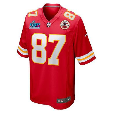 Men's Nike Travis Kelce Red Kansas City Chiefs Super Bowl LVII (2022 Season) Patch Game Jersey